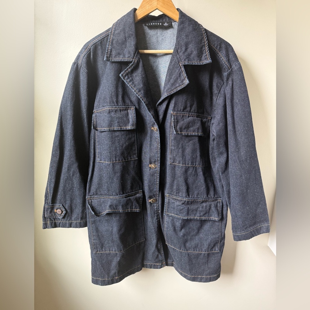 LIONESS Jean Jacket Denim Oversized Utility Baggy Boyfriend Chore‎ Workwear M
